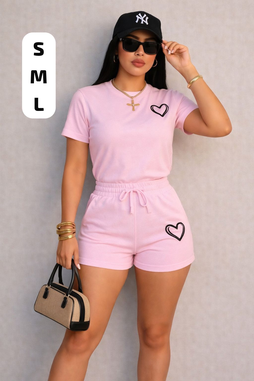 Conjunto Short Rosa Claro