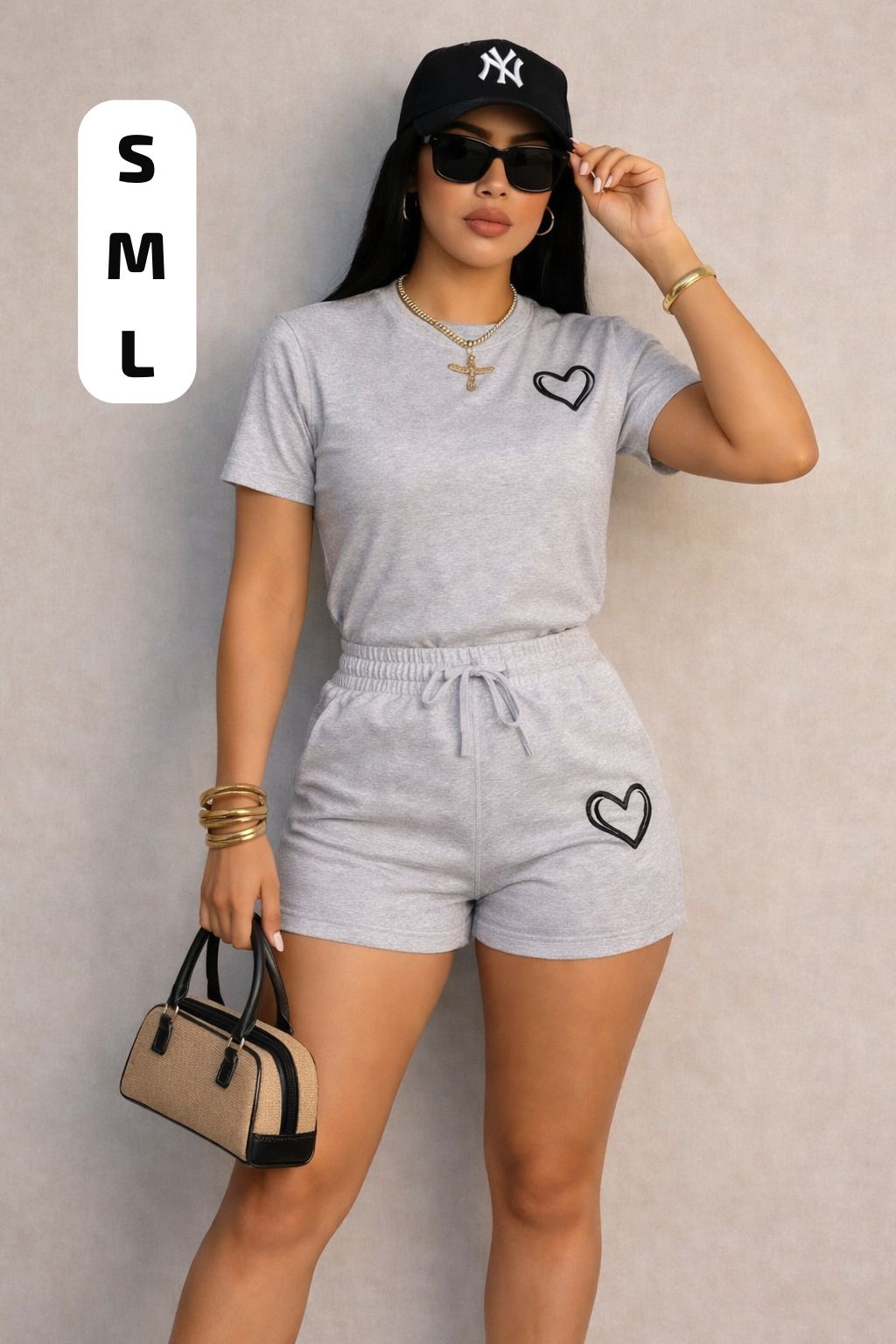 Conjunto Corazón Gris