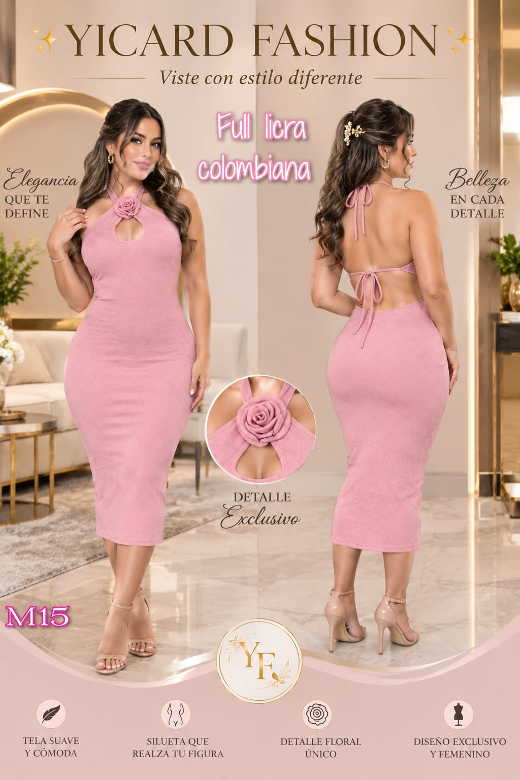 Vestido Midi Rosado Floral